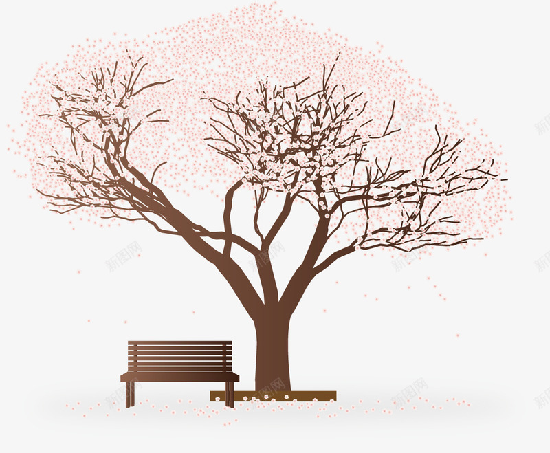手绘樱花树下的长椅png免抠素材_88icon https://88icon.com 公园 唯美 手绘 樱花树 樱花树模型 水彩 长椅