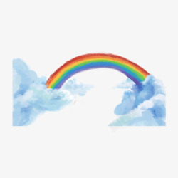 水彩手绘彩虹和云朵素材