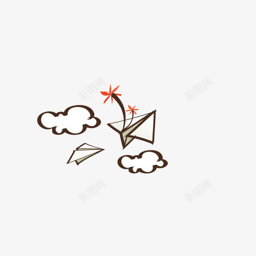 云朵纸飞机png免抠素材_88icon https://88icon.com 云朵 手绘 折纸飞机 白色的 简图 红色的 黑色的
