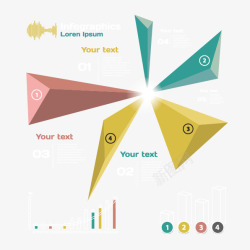 黄色的柱状图立体三角形焦点分析高清图片