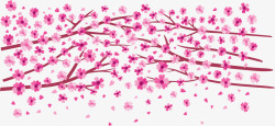 浪漫飞舞粉红樱花矢量图素材