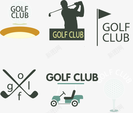 手绘高尔夫球运动图标图标