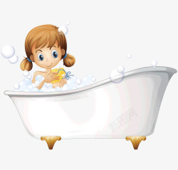 美女浴盆免抠正在洗澡高清图片