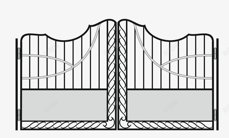 简洁大气铁艺门png免抠素材_88icon https://88icon.com 卡通图案 铁艺门 铁门 铁门花纹 黑色