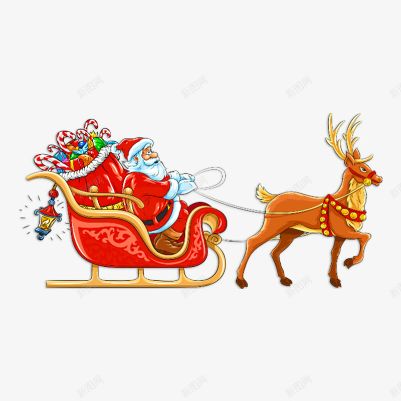 圣诞老人圣诞节送礼物麋鹿png免抠素材_88icon https://88icon.com 圣诞老人 圣诞节 送礼物 麋鹿