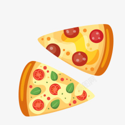 虾仁三角披萨红黄色两块三角形披萨矢量图高清图片