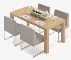 清新简洁的餐厅桌椅素材