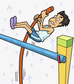 卡通手绘努力的撑杆跳运动员素材