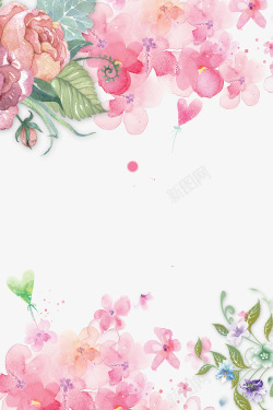 手绘花卉粉色花朵装饰背景素材