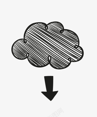 云朵图标手绘黑色箭头云朵图标图标