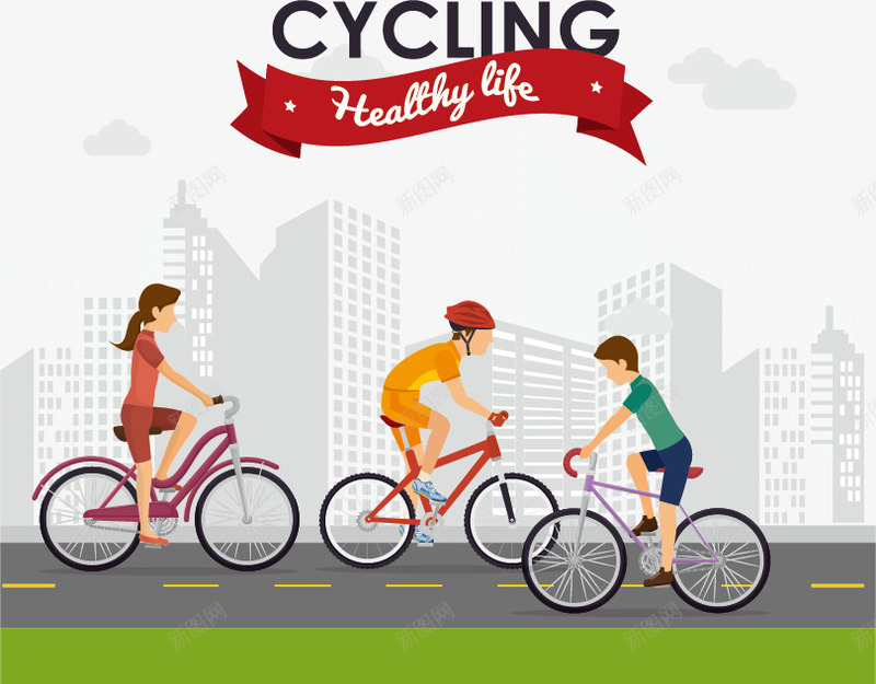 城市健身低碳骑行矢量图eps免抠素材_88icon https://88icon.com 低碳 健康 健身 公路 城市 自行车 运动 骑行 矢量图