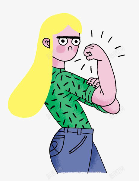 强壮女孩png免抠素材_88icon https://88icon.com 卡通 女孩 女生胳膊 手绘 插画 欧美 肌肉 胳膊