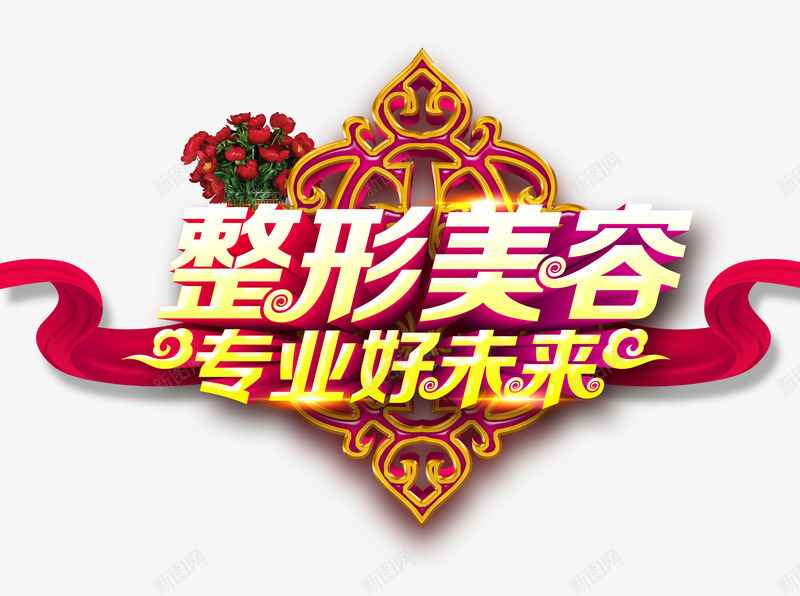 整形美容png免抠素材_88icon https://88icon.com 专业 整形 红丝带 艺术字