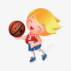 卡通打篮球的女孩矢量图素材