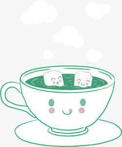 手绘一杯咖啡果汁可爱的瓷质咖啡杯里一杯香香的绿矢量图高清图片