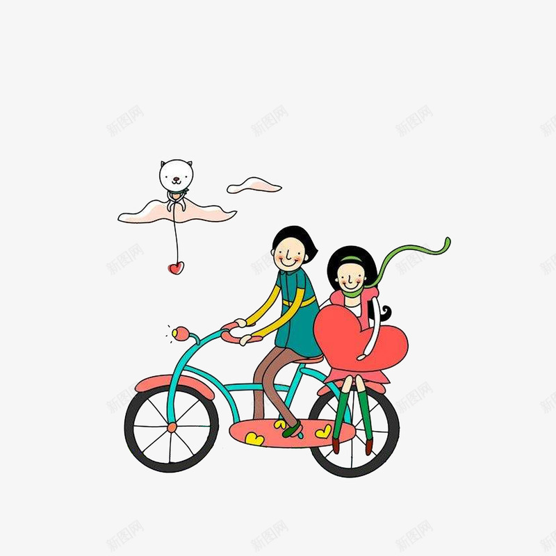 骑单车的情侣psd免抠素材_88icon https://88icon.com 云朵 卡通插图 小猫咪 情侣骑单车 抱着爱心的女孩