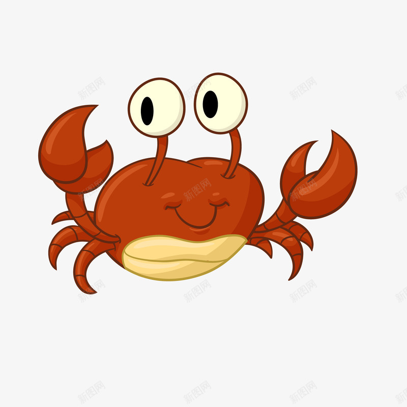卡通手绘螃蟹动物矢量图ai免抠素材_88icon https://88icon.com 动物设计 卡通 手绘 笑脸 红色 螃蟹 矢量图