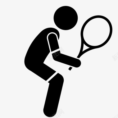 手绘网球人物图标图标