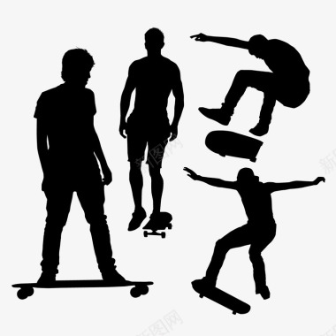 运动人物组合玩滑板的男子矢量图图标图标