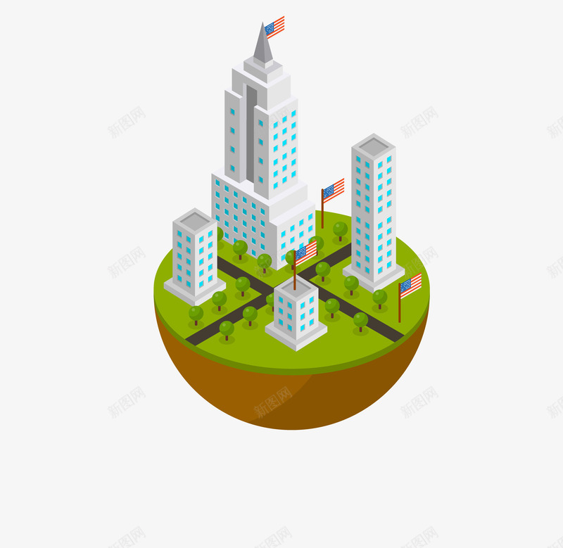 等距城市建筑插画png免抠素材_88icon https://88icon.com 25D建筑 25D立体插画 建筑 现代时代地产 立体建筑 立体插画 等距城市 绿化 设计