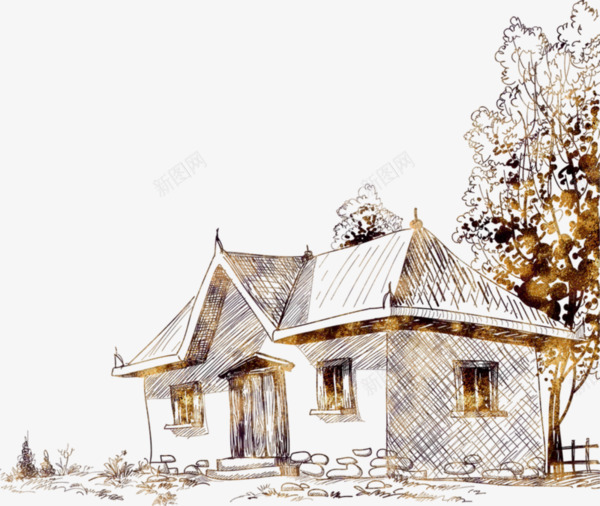 手绘房屋png免抠素材_88icon https://88icon.com PNG素材 平房 手绘 简洁 铅笔