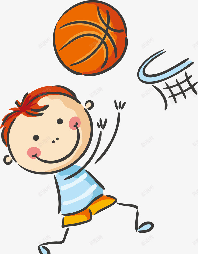 打篮球的小男孩矢量图ai免抠素材_88icon https://88icon.com 卡通手绘 孩子 打篮球 水彩 男孩 男生 运动 矢量图