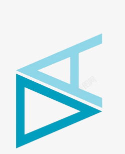 蓝色三角与字母A素材