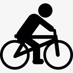 骑自行车的人骑自行车的剪影图标高清图片