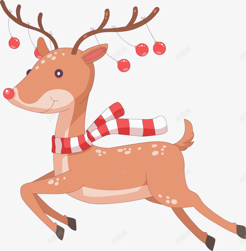 卡通可爱的圣诞节驯鹿矢量图ai免抠素材_88icon https://88icon.com 可爱驯鹿 圣诞节 圣诞节驯鹿 梅花鹿 矢量png 驯鹿 矢量图