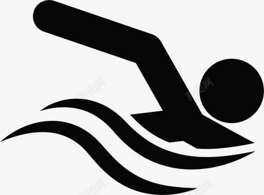 运动素材黑人游泳矢量图图标图标