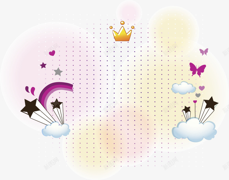 背景装饰png免抠素材_88icon https://88icon.com 五角星 气球 珠帘 白云 皇冠 紫色 背景装饰
