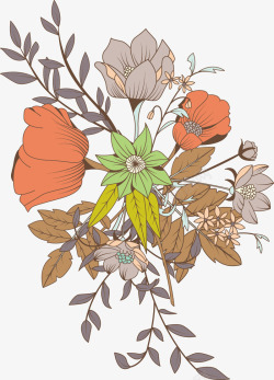 精美手绘装饰花草花卉植物矢量图素材