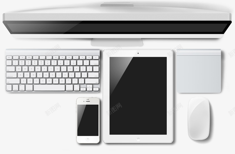 白色简洁桌面电子产品png免抠素材_88icon https://88icon.com 台式电脑 平板电脑 机房 电子设备 电脑 电脑机房 计算机 键盘 鼠标
