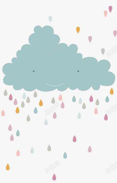 卡通云朵png免抠素材_88icon https://88icon.com 云朵免扣元素 云朵插画 彩色雨滴 手绘云朵