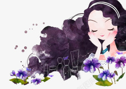 补水美女插画素材