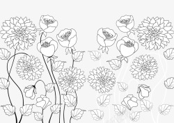 线描手绘花卉装饰矢量图素材