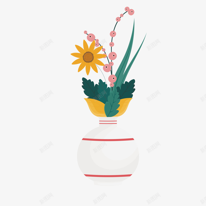 卡通插花png免抠素材_88icon https://88icon.com 卡通 插花 植物 花卉 花朵 花瓶 装饰