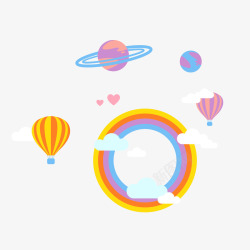 彩色热气球星球素材