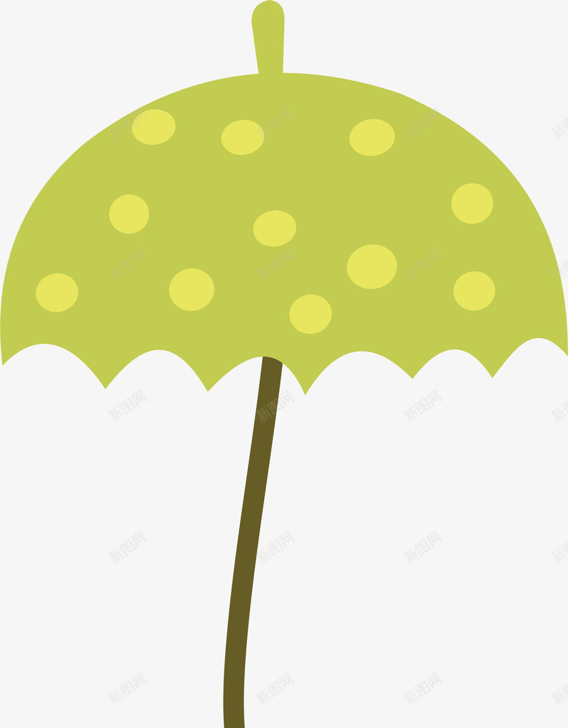 卡通雨伞矢量图ai免抠素材_88icon https://88icon.com 卡通雨伞 圆点 绿色雨伞 避雨 黑色伞把 矢量图