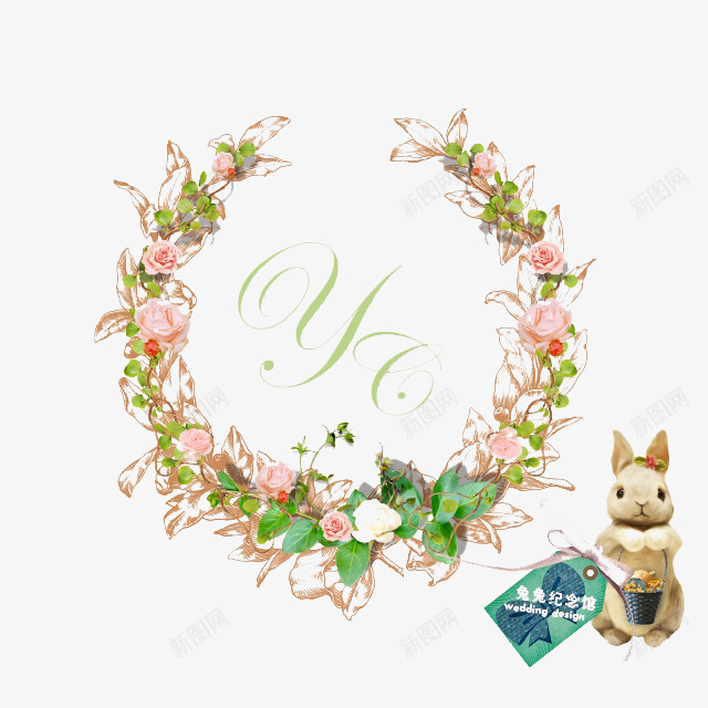 小兔子花环png免抠素材_88icon https://88icon.com 小兔子 礼物卡图案 花环 装饰图案