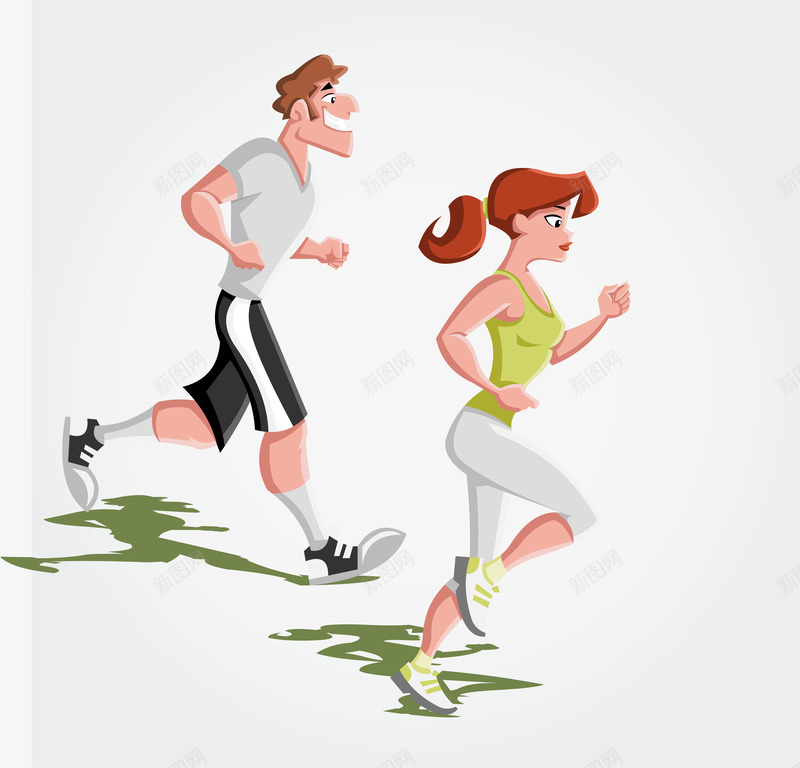 跑步的情侣png免抠素材_88icon https://88icon.com 健康 卡通 跑步 运动 长跑