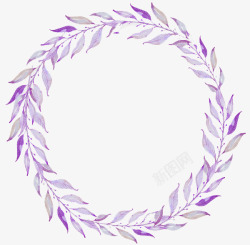 紫色水墨叶子花环素材