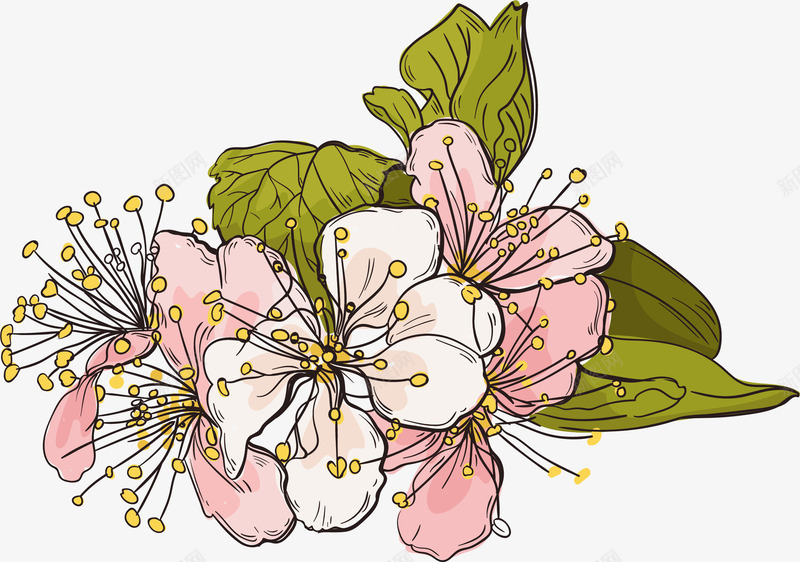 手绘风粉色春天樱花矢量图ai免抠素材_88icon https://88icon.com 手绘樱花 春花 樱花 矢量png 粉红色 粉色樱花 矢量图