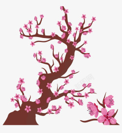 粉红日本樱花树枝矢量图素材