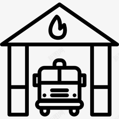建筑与城市消防站图标图标