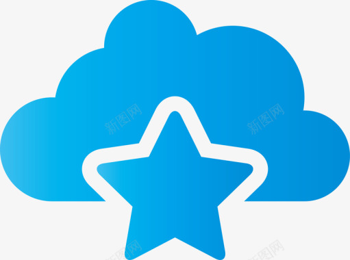 蓝色云朵五角星图标图标