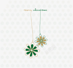 简洁圣诞卡片扁平化绿色花朵素材