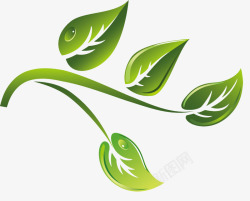 绿色卡通茶树枝素材