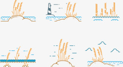 河水种植水稻小麦矢量图高清图片