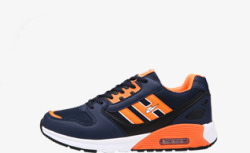 深蓝配橙色运动鞋跑步鞋素材